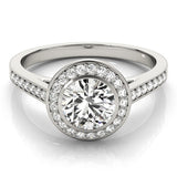 Lab Grown Round Cut Diamond Halo Engagement Ring