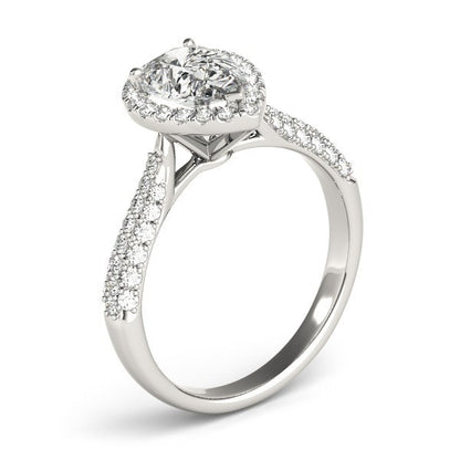 Lab Grown Pear Shape Diamond Halo Engagement Ring