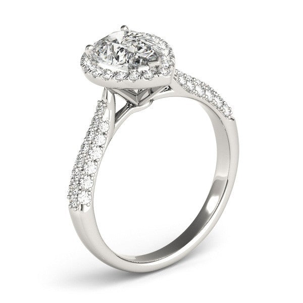 Lab Grown Pear Shape Diamond Halo Engagement Ring