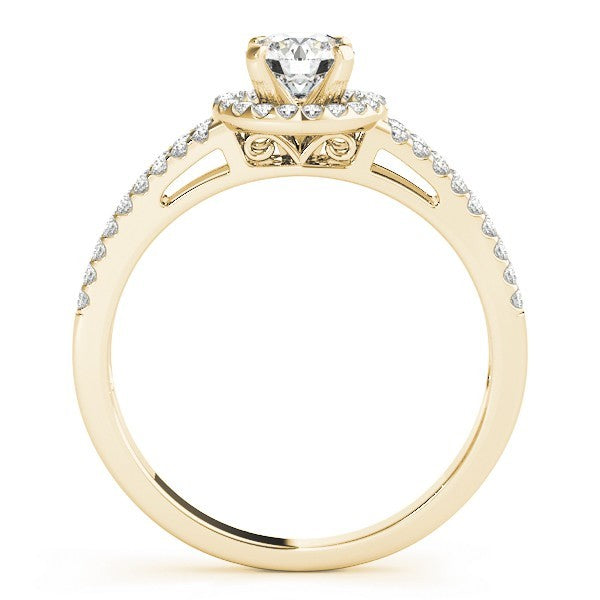 Lab Grown Round Diamond Halo Engagement Ring 18K White Gold