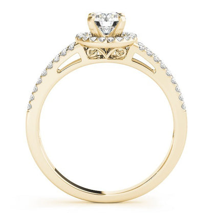 Lab Grown Round Diamond Halo Engagement Ring 18K White Gold