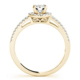 Lab Grown Round Diamond Halo Engagement Ring 18K White Gold