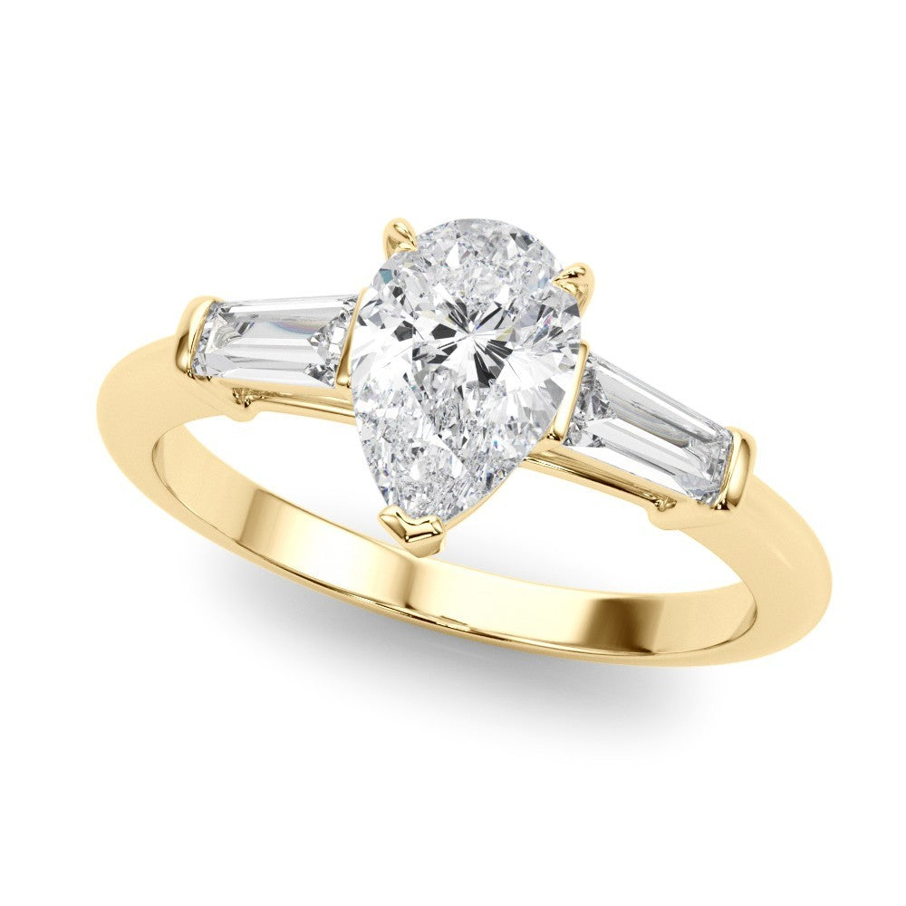 Lab-Grown Pear Cut Diamond 3 Stone Engagement Ring