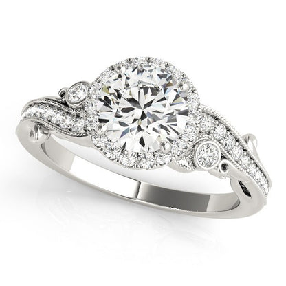 Lab Grown Round Diamond Halo Engagement Ring