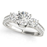 2.00Ct Lab Grown Round Diamond Trilogy Engagement Ring Platinum