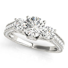 2.00Ct Lab Grown Round Diamond Trilogy Engagement Ring Platinum