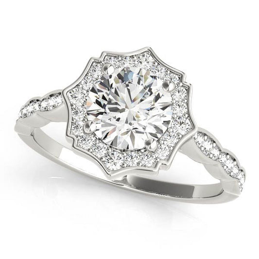 Lab Grown Round Diamond Halo Engagement Ring 