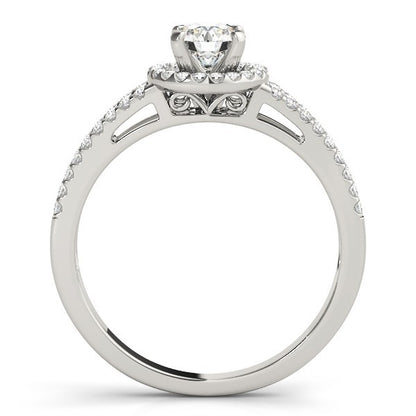 Lab Grown Round Diamond Halo Engagement Ring 18K White Gold