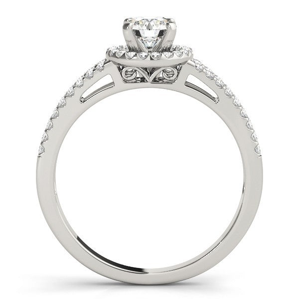 Lab Grown Round Diamond Halo Engagement Ring 18K White Gold
