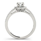 Lab Grown Round Diamond Halo Engagement Ring 18K White Gold