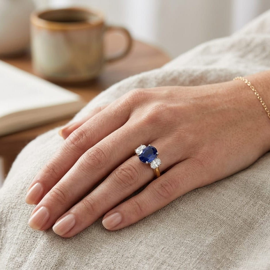 Gemstone Ring UK, Natural Sapphire Ring, Gold Sapphire Ring
