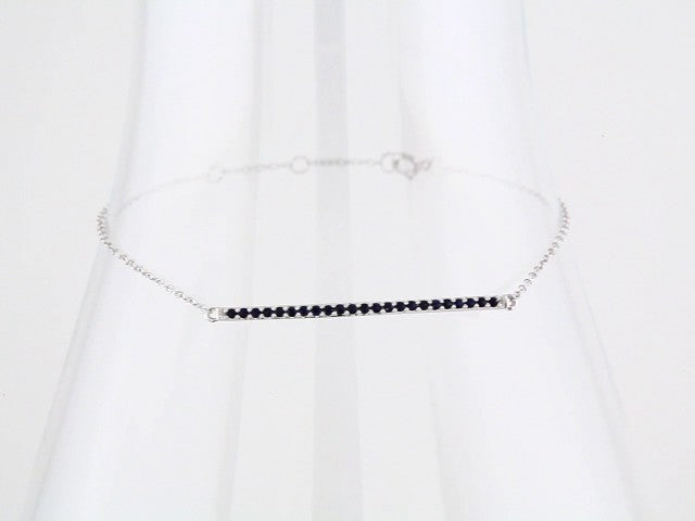 Natural Blue Sapphire Round Accented Bar Bracelet In Set