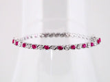 Round Lab-Grown Ruby & Natural Diamond Line Bracelet In Gold & Platinum