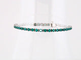 Round Natural Emerald Line Bracelet In Gold & Platinum