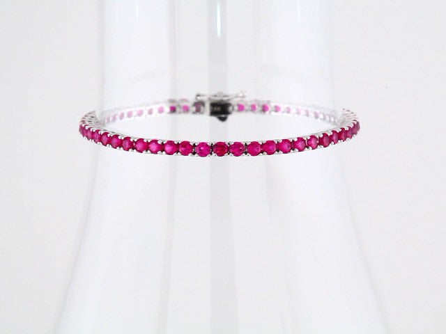 Round Lab-Grown Ruby Line Bracelet In Gold & Platinum
