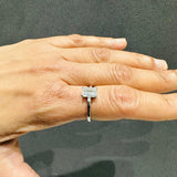 IGI Certified 1.55Ct Emerald Cut Lab Grown Diamond Solitaire Ring Sterling Silver Proposal Ring