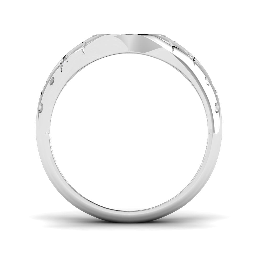 Elegant star-stamped ring in yellow gold with lab-grown diamonds