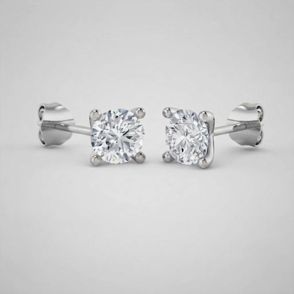 Stud Earrings Round Brilliant Cut Diamonds Anniversary Gift DE VVS