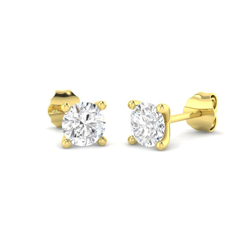 Stud Earrings Round Brilliant Cut Diamonds Birthday Gift Gold