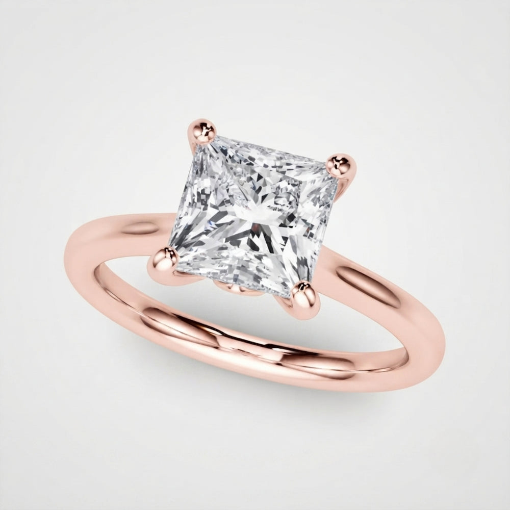 Eco-friendly lab-grown diamond princess engagement ring symbolizing timeless sustainable luxury.