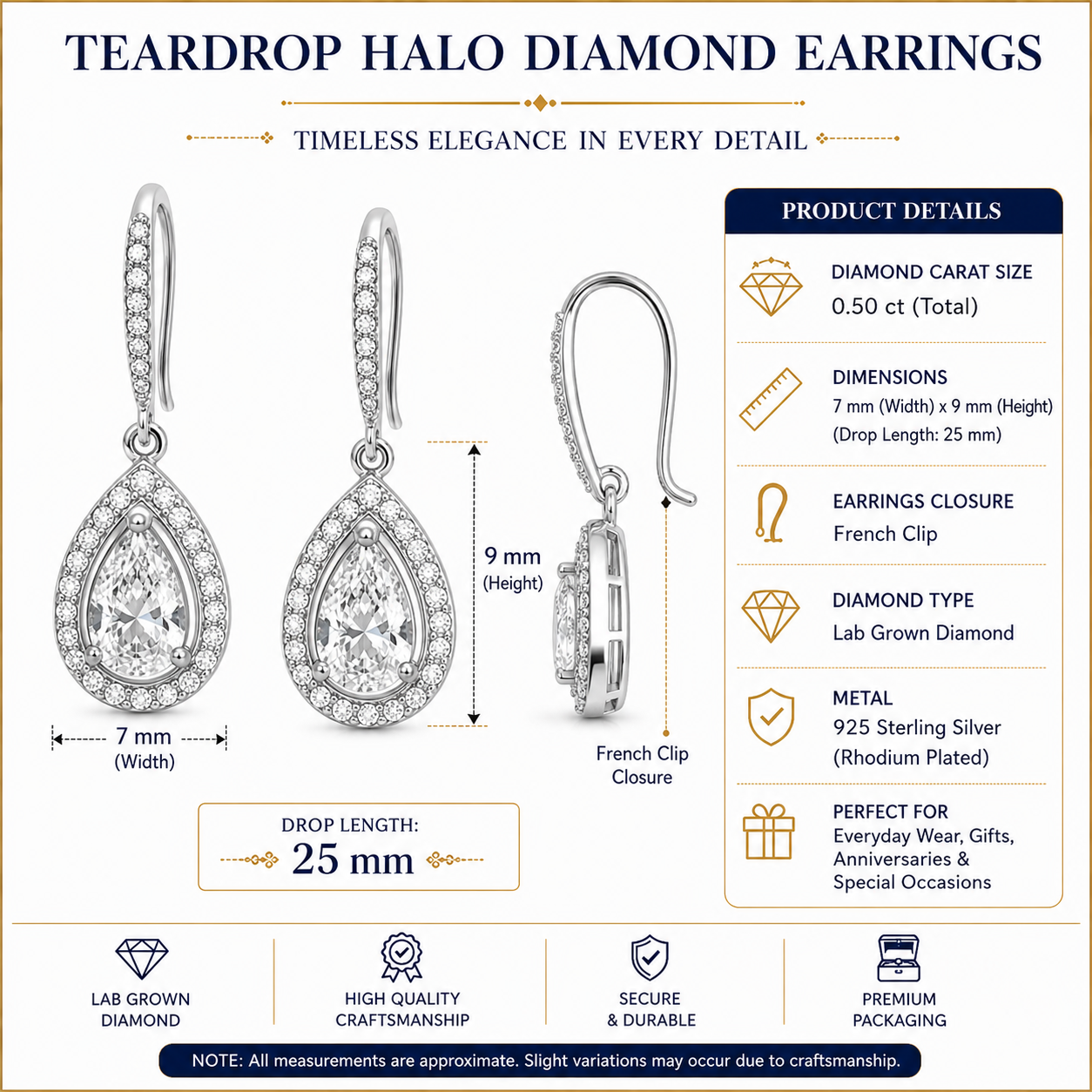 teardrop diamond halo drop earrings 
