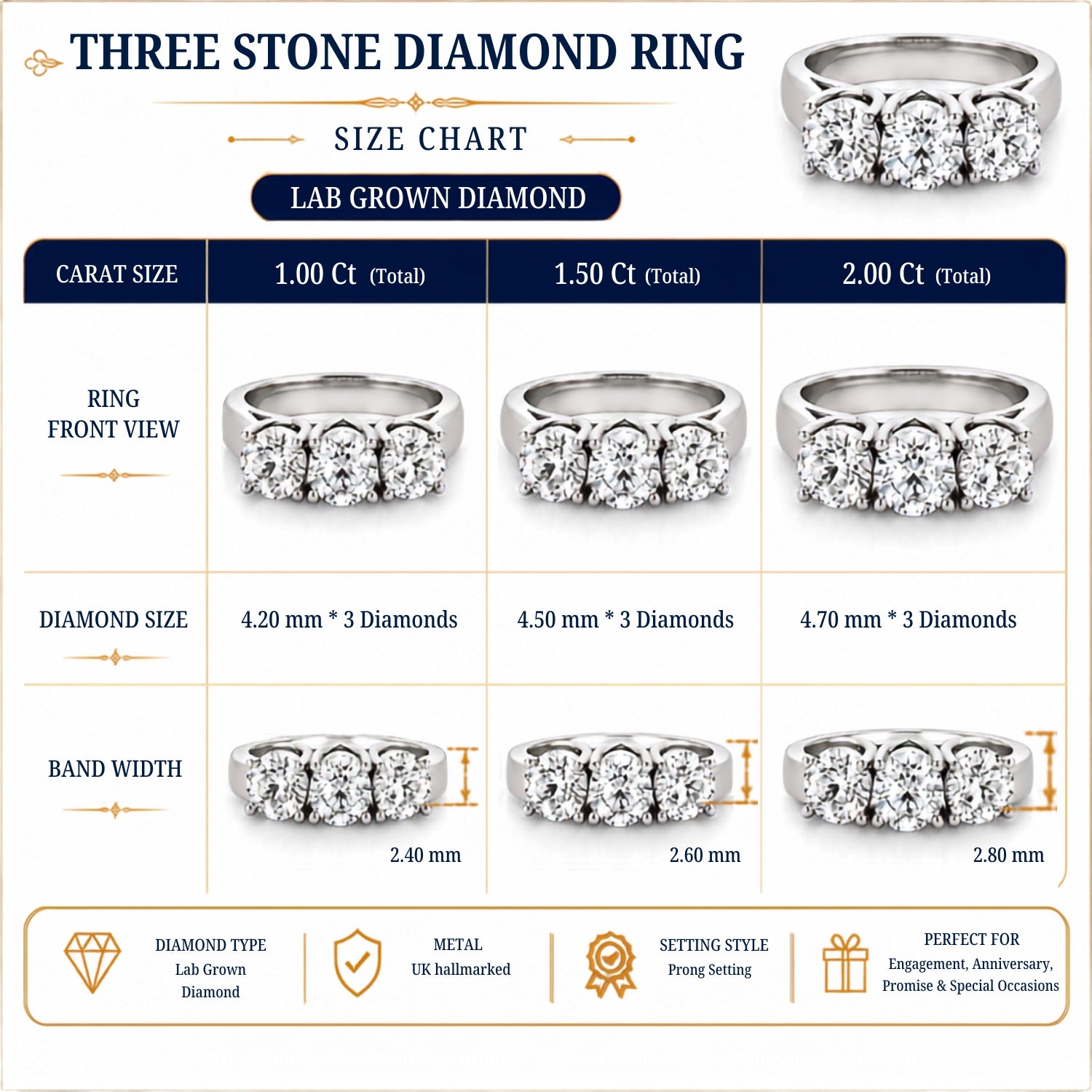 2.00Ct Claw Set Lab Grown Round Diamond 3 Stone Engagement Ring Platinum