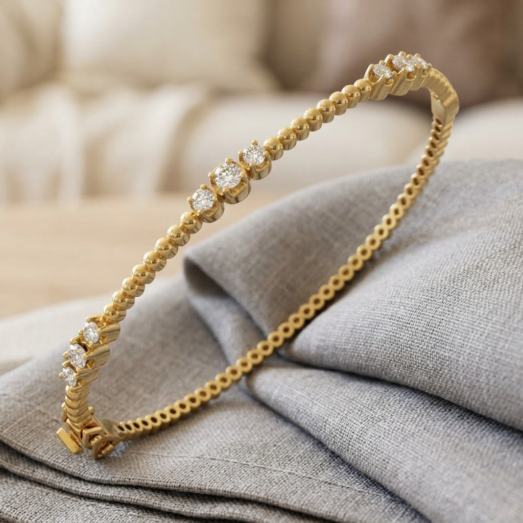 Clover Diamant-Kettenarmband mit Lünetten- und Pavé-Fassung aus Naturdiamanten in Platin