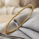 Clover Diamant-Kettenarmband mit Lünetten- und Pavé-Fassung aus Naturdiamanten in Platin