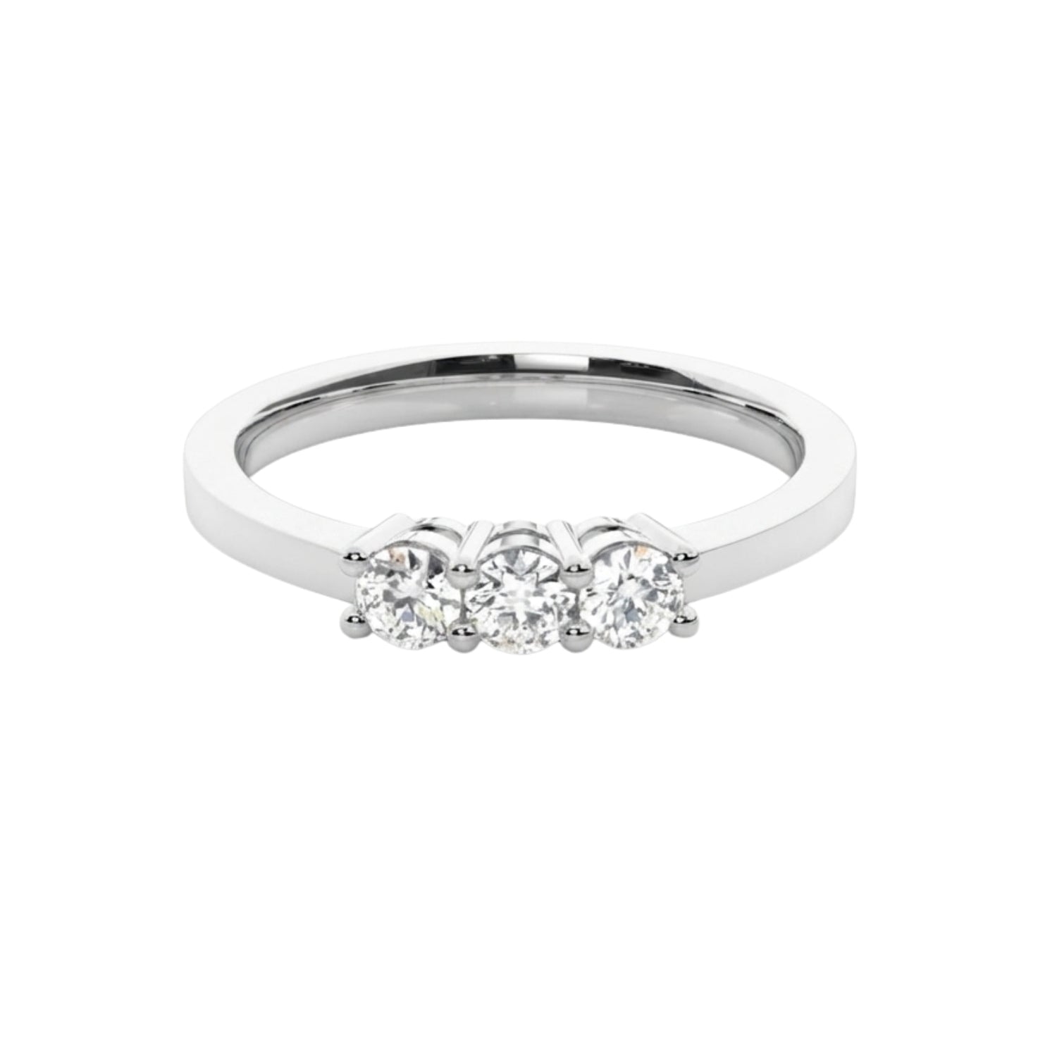 Three-Stone Lab-Grown Diamond Engagement Ring in 925 Sterling Silver