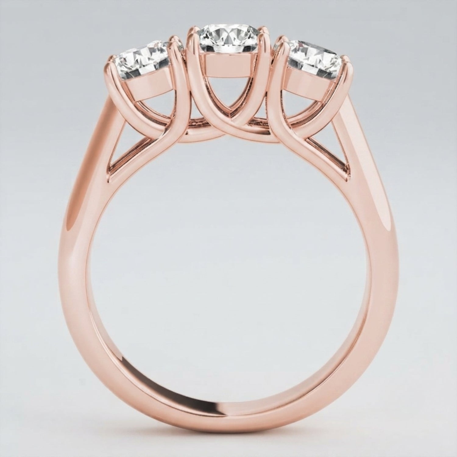 Ethically sourced lab-grown diamond 3-stone engagement ring handcrafted and hallmarked in the United Kingdom.