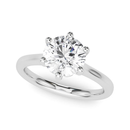 IGI Lab-Grown Solitaire Engagement Ring, Six Claw Set Round Cut Diamond Ring, D Color VVS Clarity