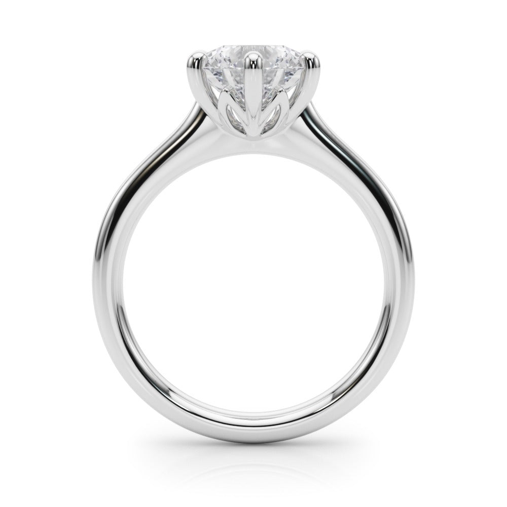 IGI Lab-Grown Solitaire Engagement Ring, Six Claw Set Round Cut Diamond Ring, D Color VVS Clarity