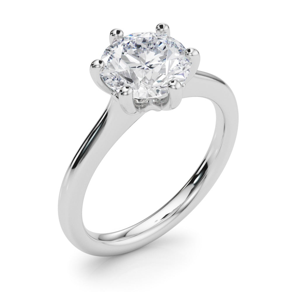 IGI Lab-Grown Solitaire Engagement Ring, Six Claw Set Round Cut Diamond Ring, D Color VVS Clarity