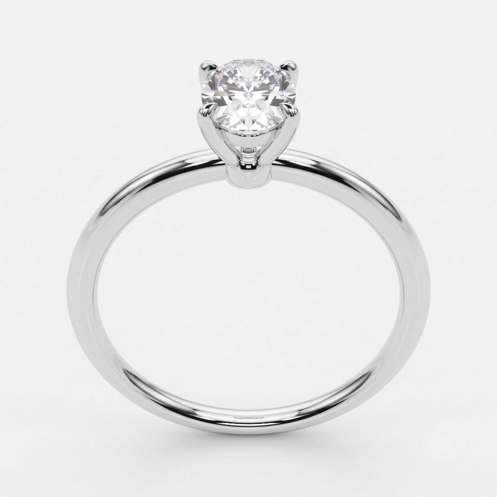 White gold 4 claw oval ring proposal gift for her