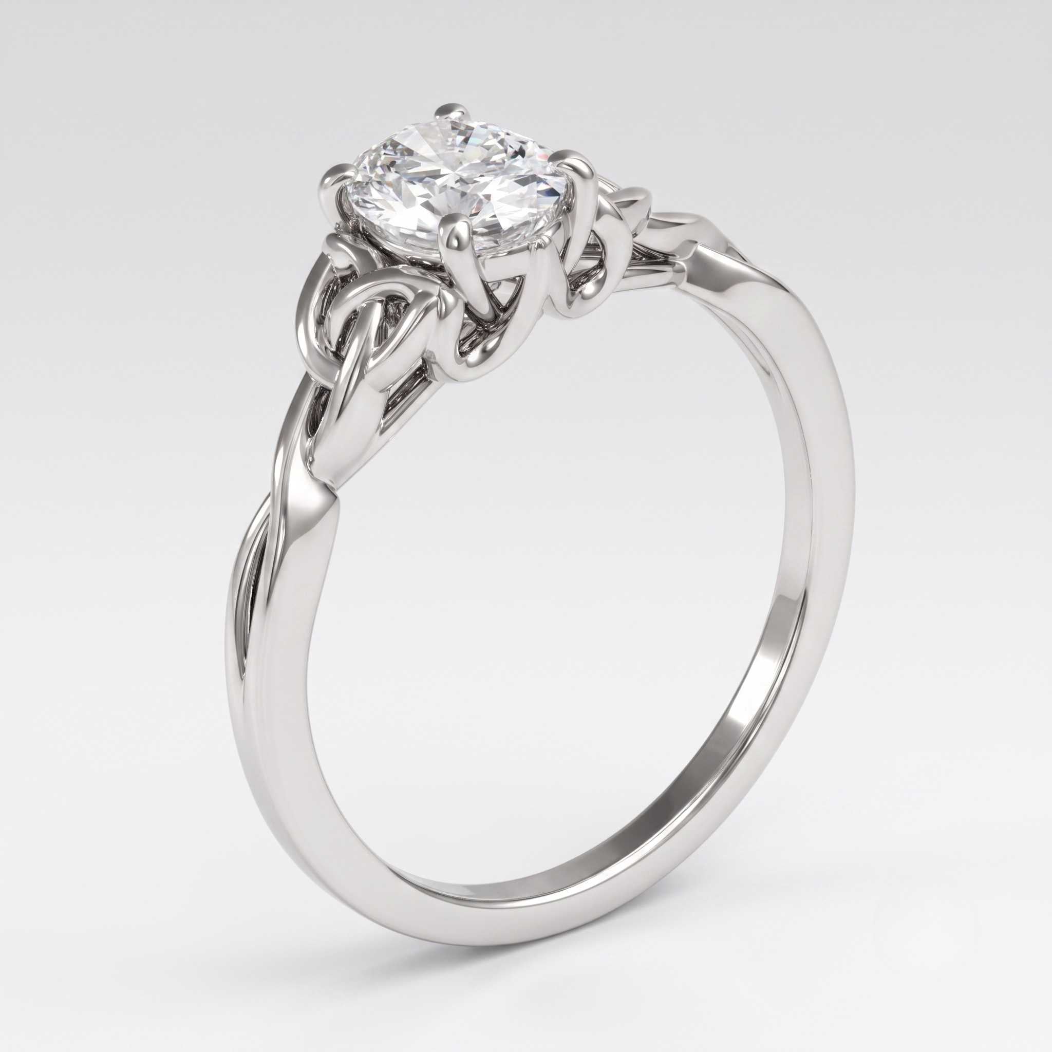 White gold Celtic knot ring side view gift for her