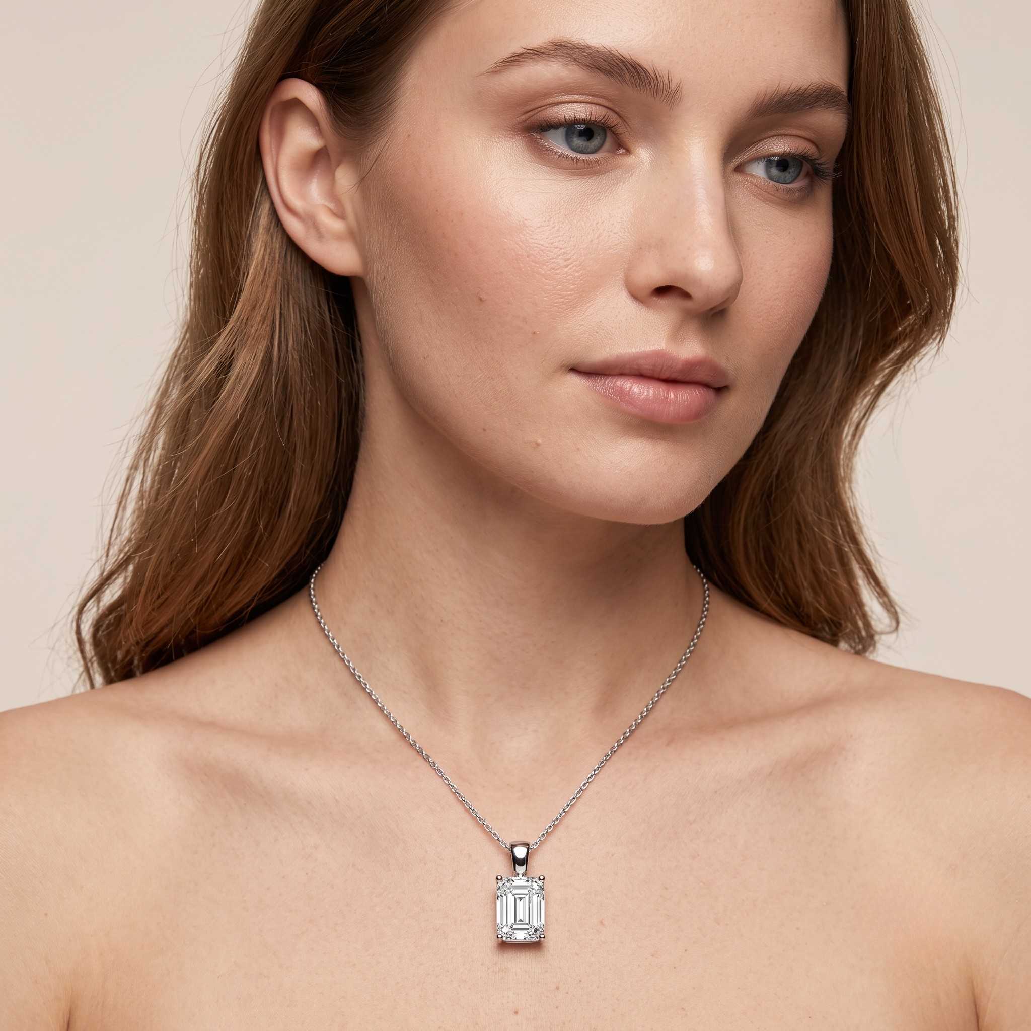 White gold diamond pendant on model Valentine gift