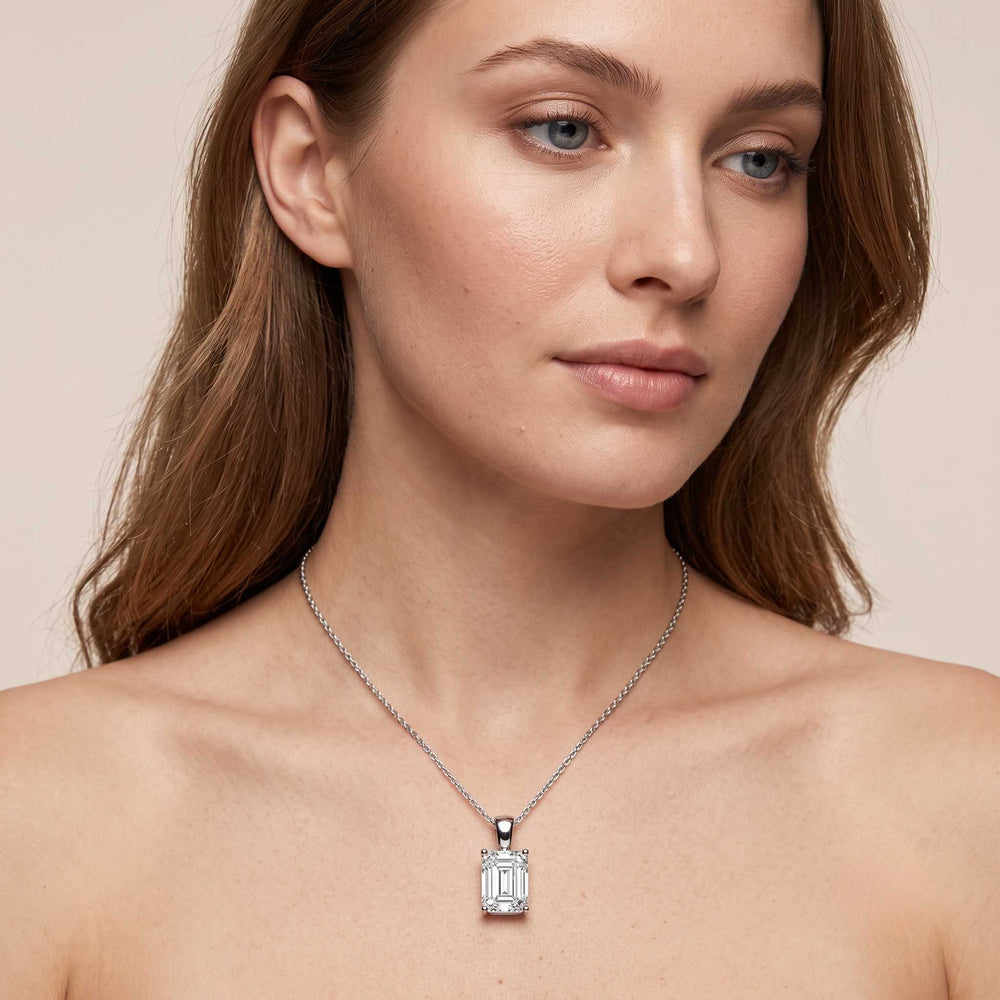 White gold diamond pendant on model Valentine gift