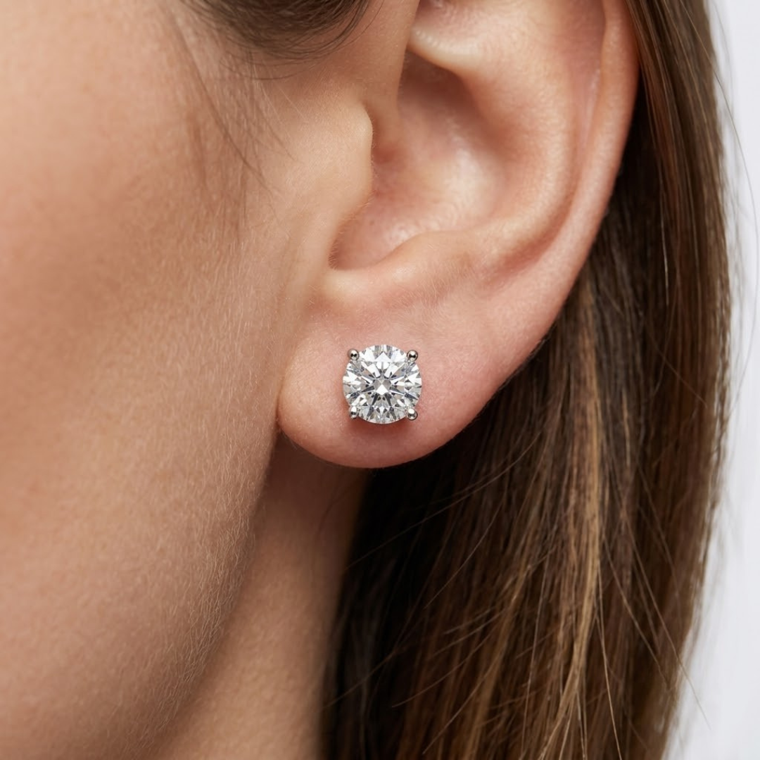 White gold natural diamond studs, perfect anniversary gift.