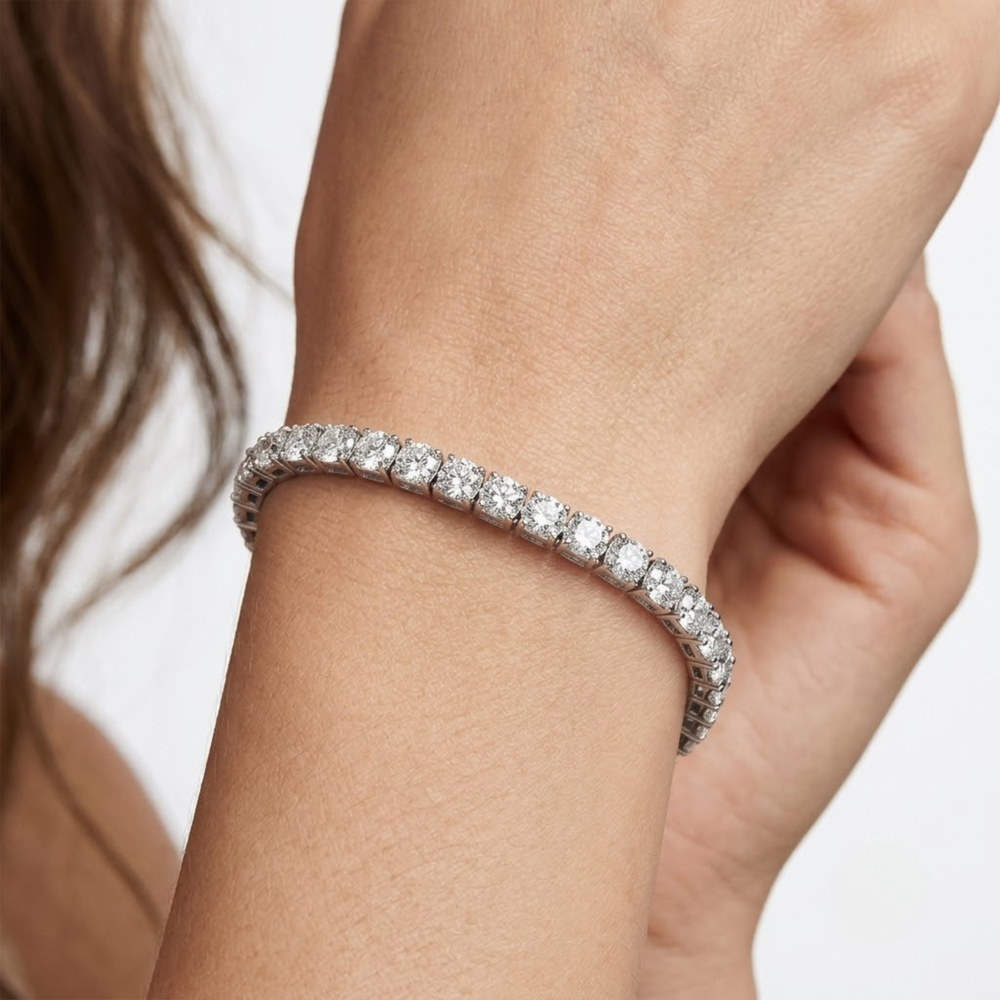 White gold diamond tennis bracelet birthday gift for her