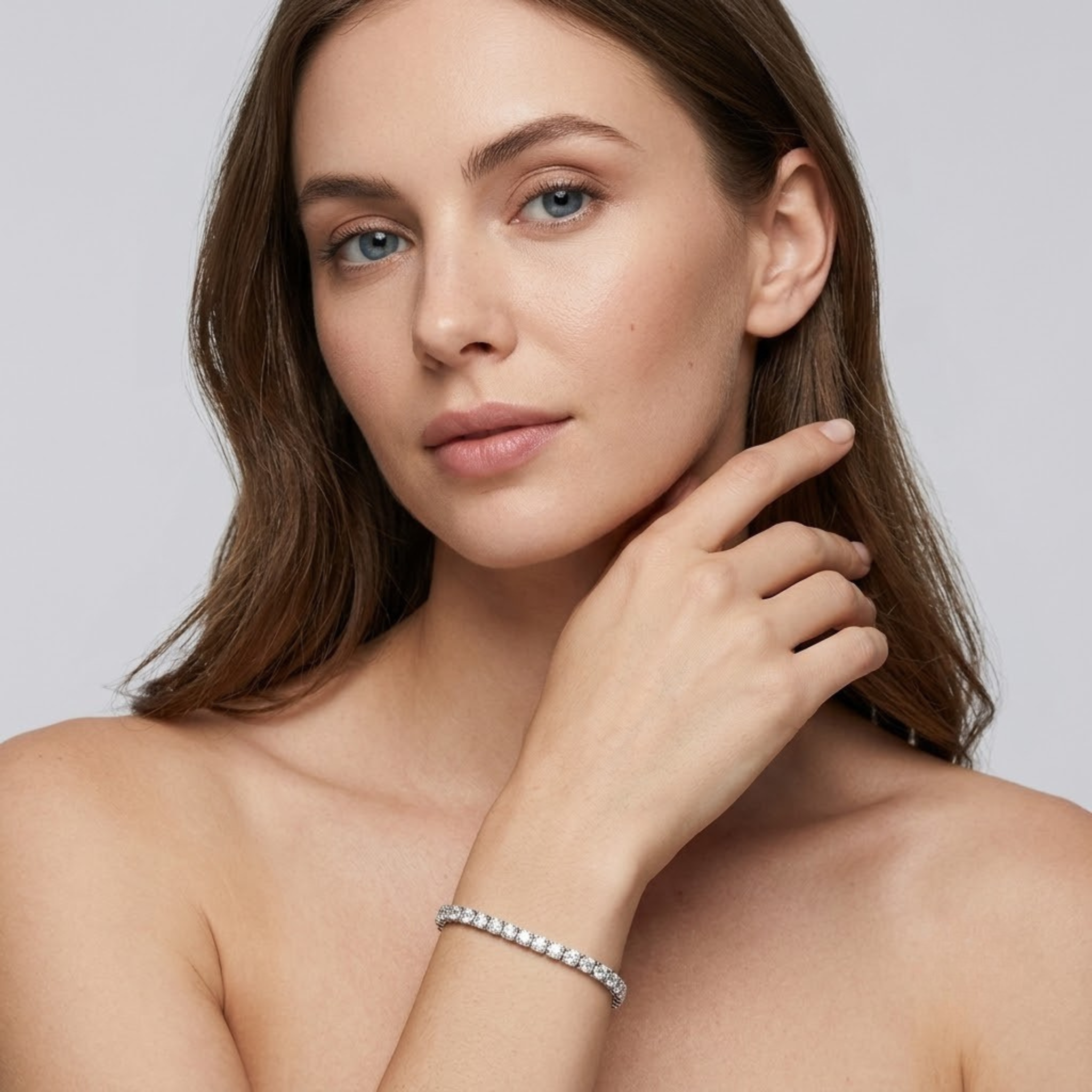 White gold diamond tennis bracelet wedding gift for bride