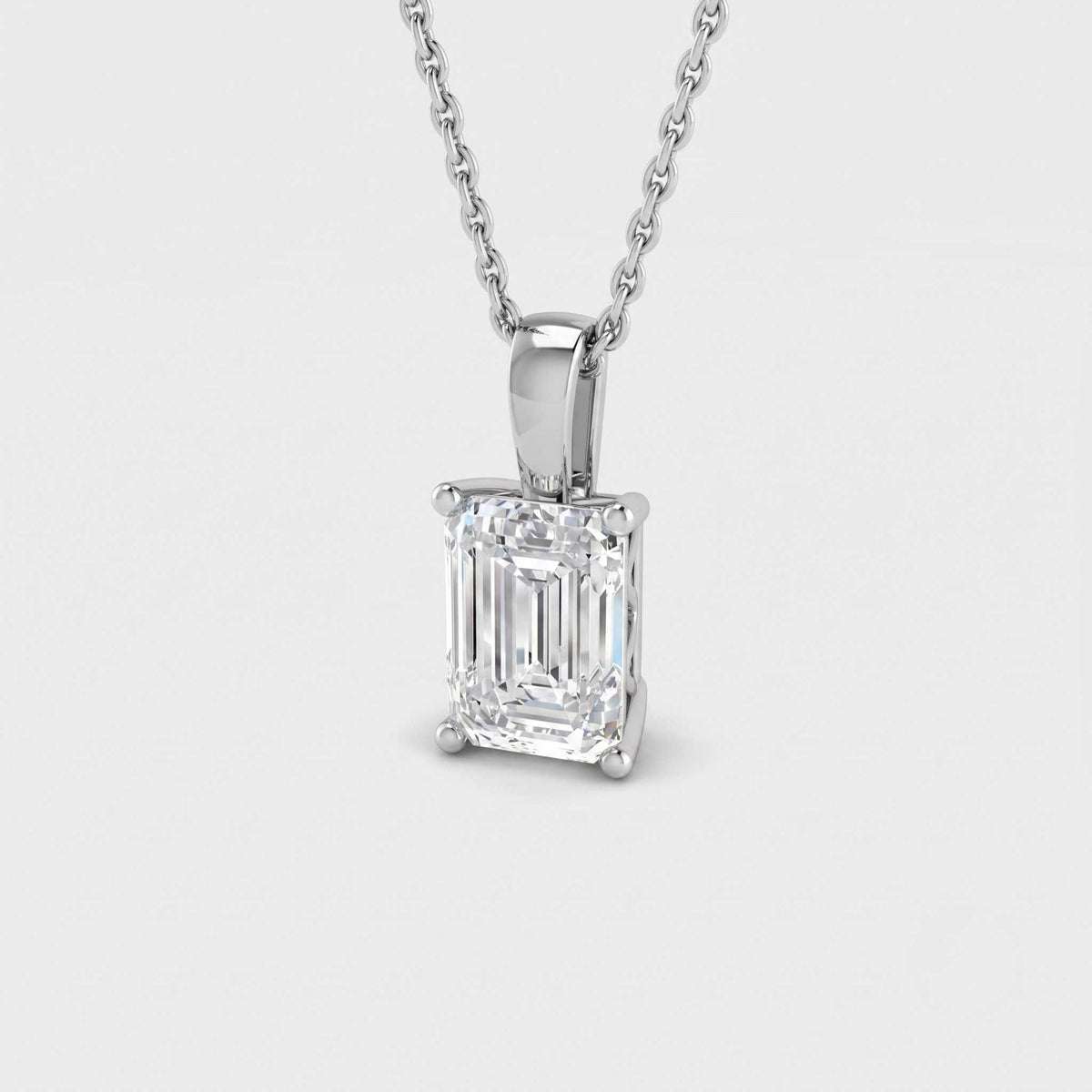 White gold emerald cut diamond pendant anniversary gift