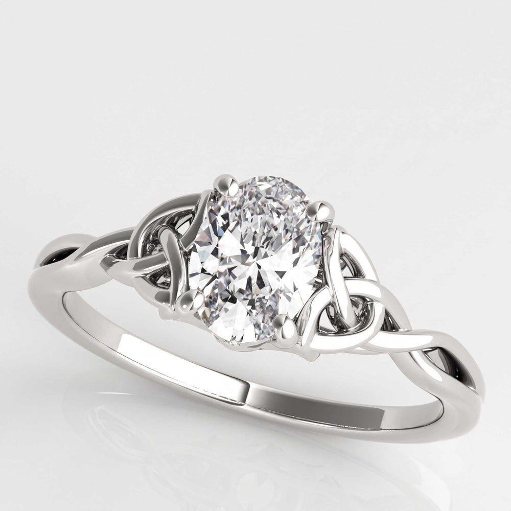 White gold oval Celtic knot ring anniversary gift for her