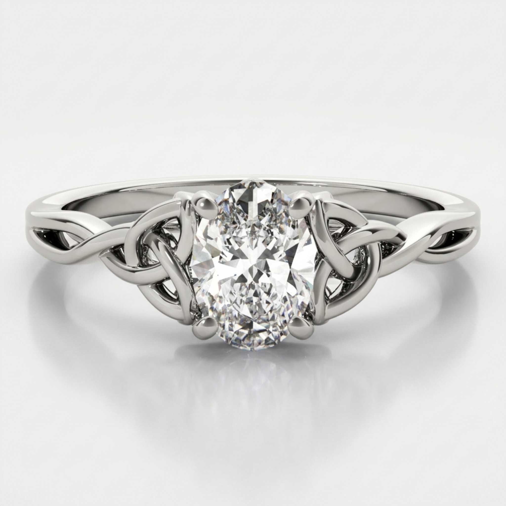 Oval diamond Celtic knot engagement ring proposal gift