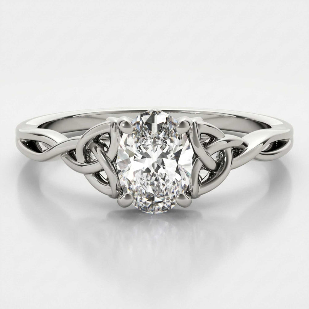 Oval diamond Celtic knot engagement ring proposal gift