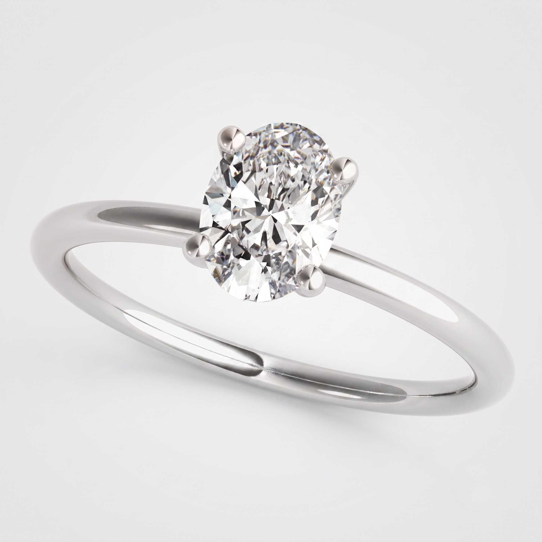 White gold oval diamond ring anniversary gift for her