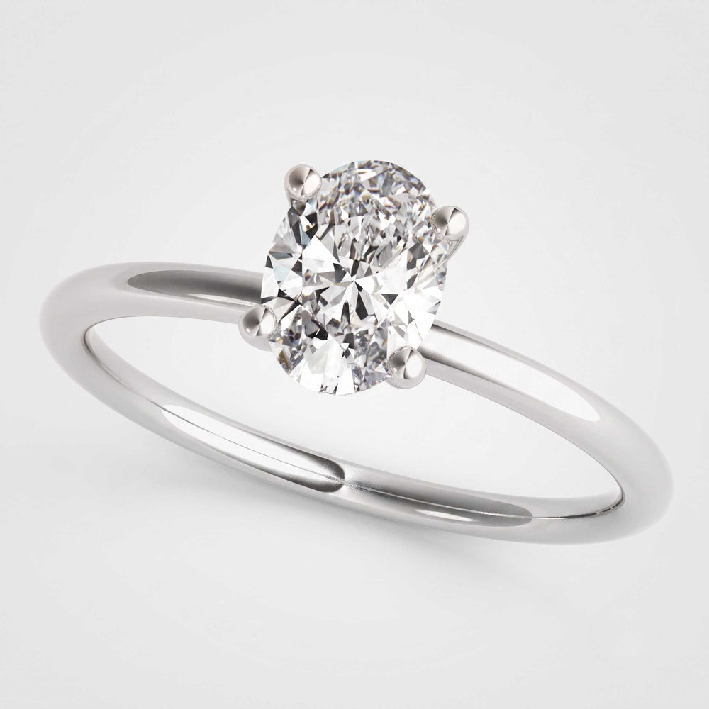 White gold oval diamond ring anniversary gift for her