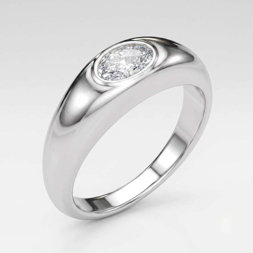 White gold oval diamond ring side view gift for her