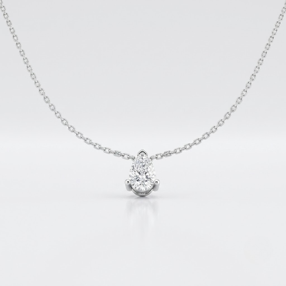 Stunning white gold pear diamond solitaire pendant for her.