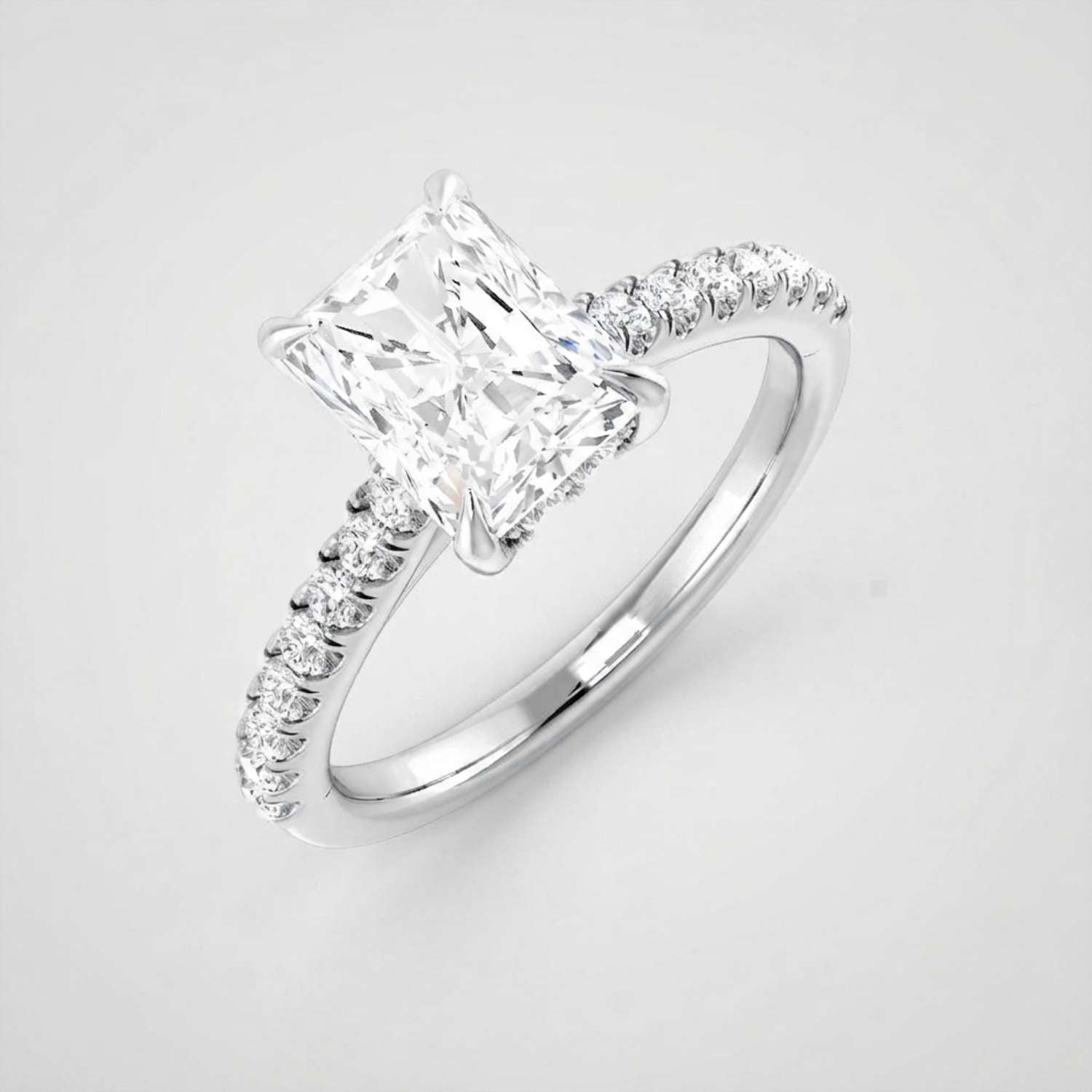 White Gold Radiant Cut Diamond Engagement Ring Anniversary Gift