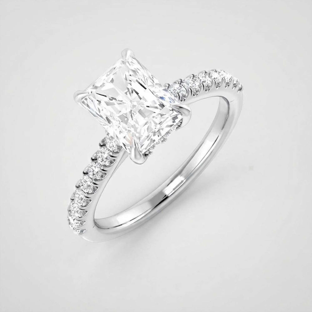 White Gold Radiant Cut Diamond Engagement Ring Anniversary Gift